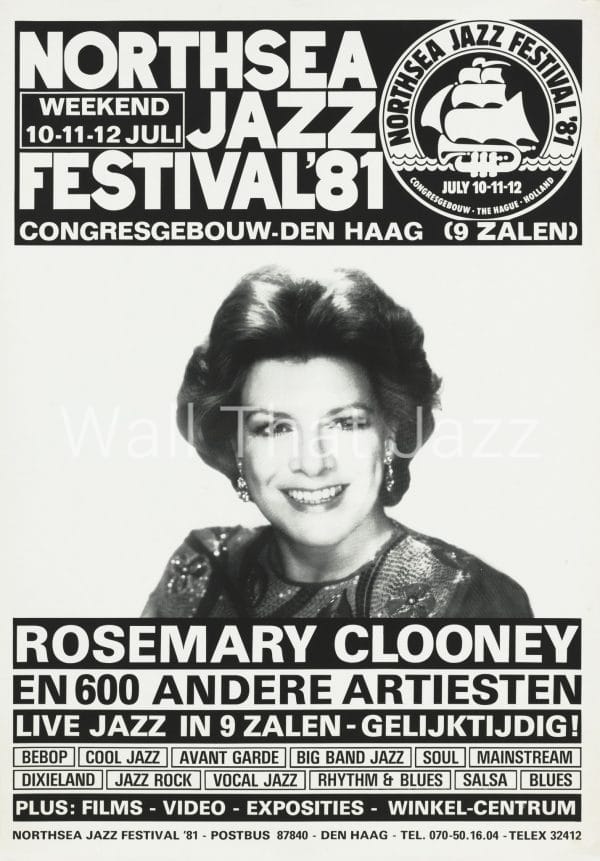 North Sea JAzz Artist Poster 1981 Rosemary Clooney
