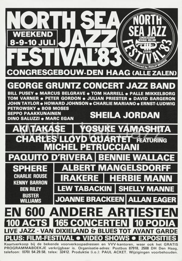 North Sea Jazz Artist Poster 1983 Programma Names