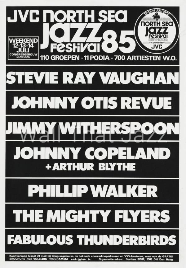 North Sea Jazz Artist poster 1985 names Stevie Ray Vaughan