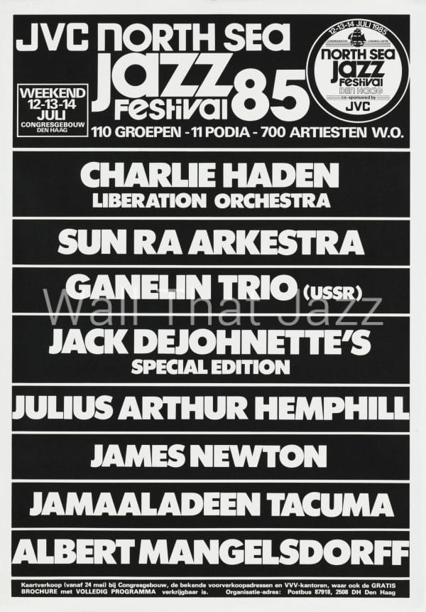 North Sea Jazz Artist Poster 1985 Names Charlie Haden