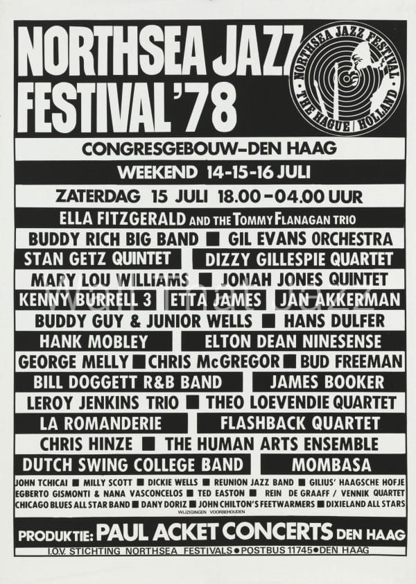 North sea Jazz Artist poster 1978 programma zaterdag